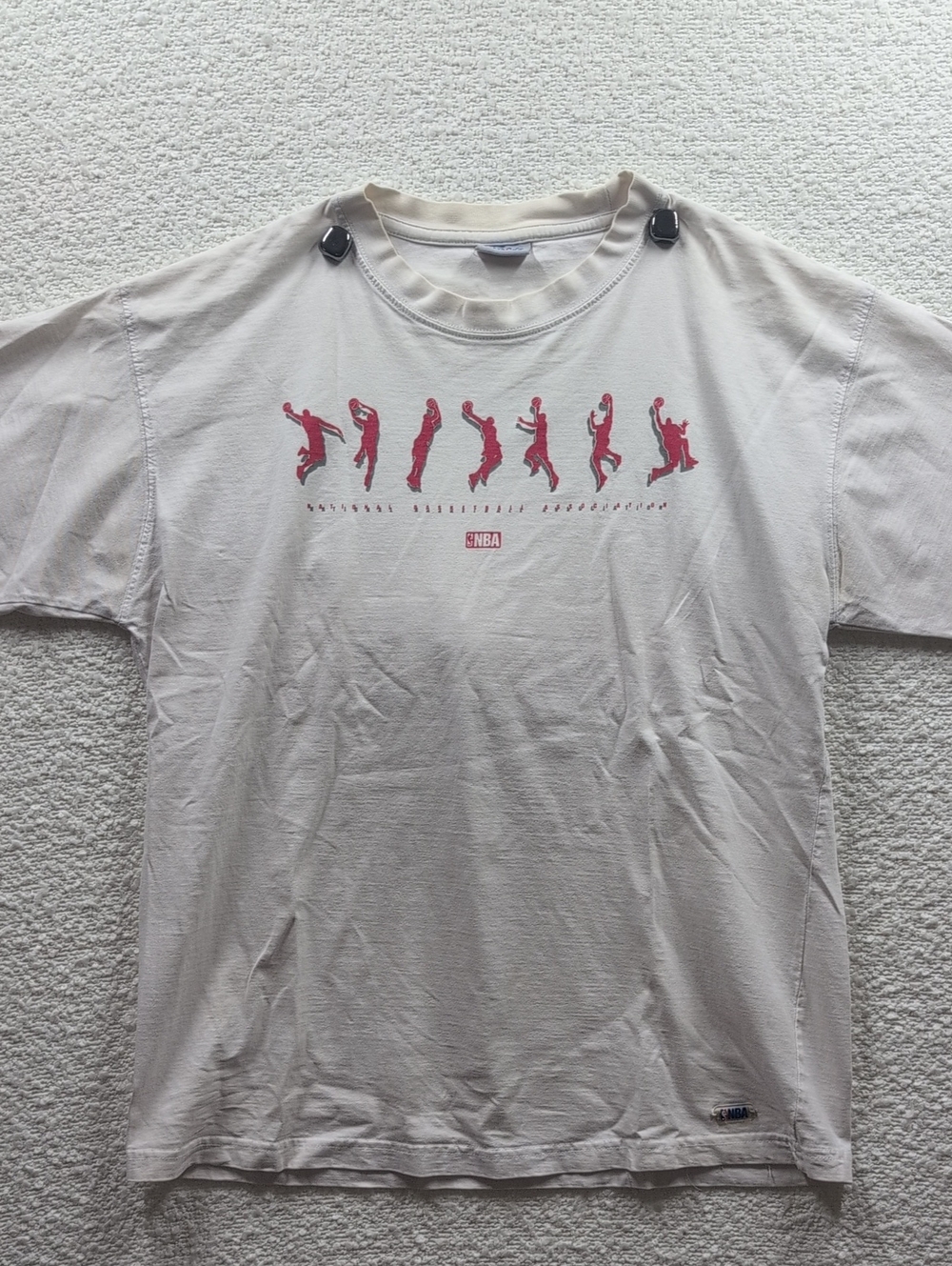 Rare 90's Vtg NBA Graphic Print Silhouette Slam M/L White T Shirt